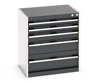 Drawer configuration: 2x 75mm, 1x 100mm, 1x 150mm, 1x 200mm (75kg U.D.L.) Bott Drawer Cabinets 525 Depth with 650mm wide full extension drawers